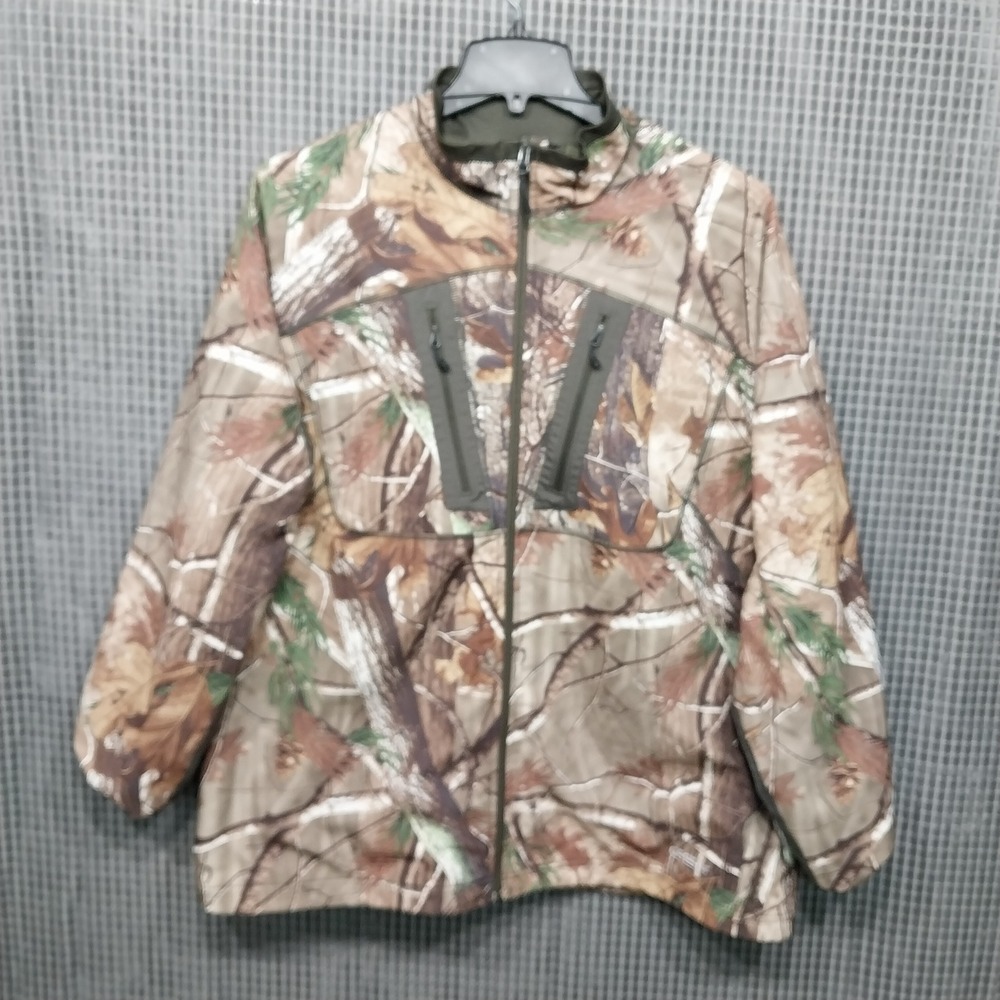 GSX Men Jacket Hunting Camo Full Zip Fleece Lined XL Brown